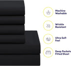 Sweet Home Collection 5 Piece Comforter Set Bag Solid Color All Season Soft Down Alternative Blanket & Luxurious Microfiber Bed Sheets, Black, Twin XL (Pack of 4)