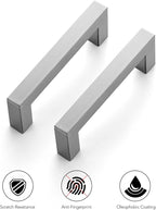 Ravinte 10 Pack 3-1/2 Inch Kitchen Square Cabinet Handles Satin Nickel Pulls Brushed Nickel Kitchen Cabinet Hardware Handles for Cupboard Drawer Pulls