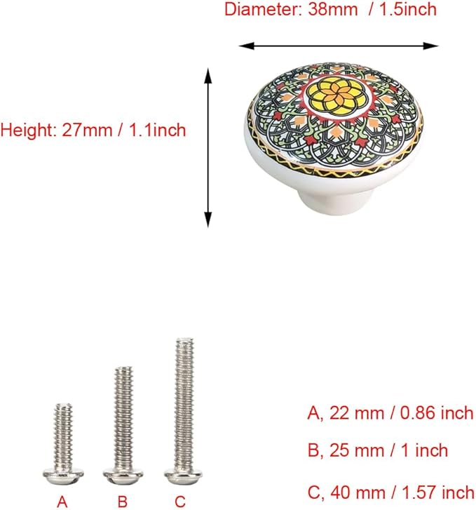 HUAMULAN 15 Pack Boheimian Retro Ceramic Knobs Vintage Dresser Button Shape Mushroom Boho Kitchen Petal Cabinet Pulls Cupboard Wardrobe Drawer Door Handles Glossy