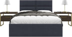 Vänt Upholstered Wall Panels - Queen/Full Size Wall Mounted Headboards - Ribbed Midnight Blue - Set of 4 Panels (Each Individual Panel 30"x11.5")