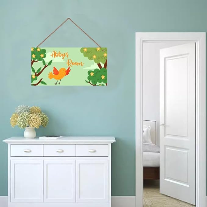 Personalized Singing Bird Little Man Cave Sign For Boys Room Bedroom Custom Name Kids Toddler Baby Nursery Door Plaque Happy Wall Art Decor for Girls Room
