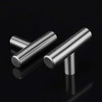 LONTAN Cabinet Knobs Brushed Nickel Bathroom Dresser Knobs - LS201BSS Euro Kitchen Cabinet T Bar Drawer Pulls Round Hardware for Drawer, Single Hole, Pack of 12