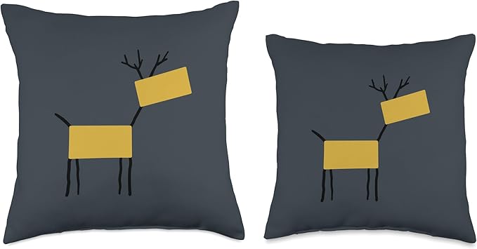 Cute Scandinavian Animals Designs Chic Deer Moose Scandinavian Elk Minimalism Reindeer Throw Pillow, 16x16, Multicolor