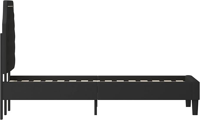 Flash Furniture Brighton King Size Tufted Upholstered Platform Bed in Black Fabric