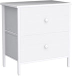 BOLUO White Nightstands Set of 2 - Nightstand and Dresser Sets Night Stand Dresser for Bedroom End Table with Fabric Drawers Organizer Modern