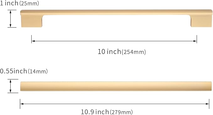 Asidrama 20 Pack 10 Inch(254mm) Brushed Gold Cabinet pulls Kitchen Cabinet Handles, Cabinet Pulls Gold Kitchen Cabinet Hardware for Cupboard Drawer Pulls