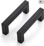 JOY DECOR 20 Pack Cabinet Handles, Black Cabinet Pulls, 3 Inch Kitchen Closet Handles Square Drawer Pulls Stainless Steel Drawer Hardware, 76mm Hole Centers