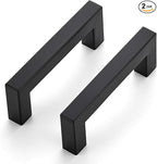 JOY DECOR Cabinet Handles, Black Cabinet Pulls, 2 Pack Kitchen Closet Handles 3 Inch, Square Drawer Pulls Stainless Steel Drawer Hardware, 76mm Hole Centers