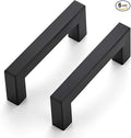 JOY DECOR 6 Pack Cabinet Handles, Black Cabinet Pulls, 3 Inch Kitchen Closet Handles Square Drawer Pulls Stainless Steel Drawer Hardware, 76mm Hole Centers