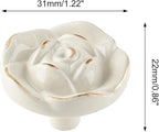 Uenhoy 5 Pcs Rose Drawer Knobs Vintage Dresser Knobs Antique Rose Flower Cabinet Knobs for Dresser Vanity Nightstand Closet with Screws (Ivory White with Golden Edge)