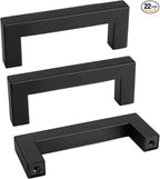 goldenwarm 22 Pack 3 Inch Black Cabinet Handles Matte Black Drawer Pulls Stainless Steel Cabinets Hardware Square Bar Modern for Kitchen Bathroom Cupboard