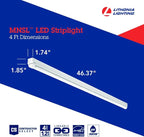 Lithonia Lighting 1 Light LED Strip Light, 4 Foot LED Ceiling Lighting Fixture, 2500 Lumens, 4000K, 80CRI, 20W, Kitchen and Garage Use (MNSL L46 1LL 120V 40K 80CRI M6)