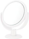Danielle Creations 6.75-Inch Portable Two-Sided Vanity Round Vanity Makeup Mirror, No-Slip Soft Touch with 360 Rotation, 10x Magnification, White