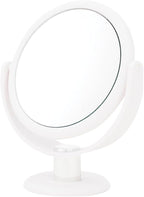 Danielle Creations 6.75-Inch Portable Two-Sided Vanity Round Vanity Makeup Mirror, No-Slip Soft Touch with 360 Rotation, 10x Magnification, White