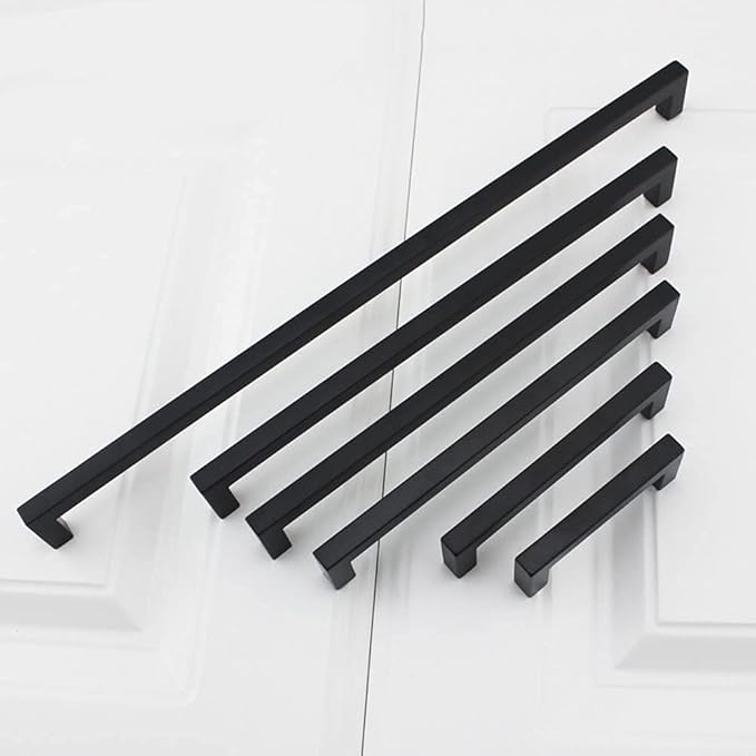 goldenwarm 100 Pack 3 Inch Black Cabinet Handles Matte Black Drawer Pulls Stainless Steel Cabinets Hardware Square Bar Modern for Kitchen Bathroom Cupboard