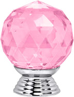 12 Pcs 30mm Round Shape Crystal Glass Cabinet Knobs with Screws Drawer Knob Pull Handle Used for Kitchen, Dresser, Door, Cupboard(Pink)