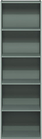 Furinno LUDER Book Shelf, 5-Tier Bookshelf, Bookcase, 9.4" x 15.8" x 52", for Living Room, Bedroom, Home Office, Sage Green