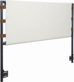 Nathan James Aspen Metal Boucle Fabric Wrapped Headboard, King, White/Gunmetal
