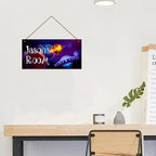 Personalized Signs Star Wall Hanging Sign, Motivational Hanging Plaque Sign Outer Space Room Wall Art, Alien Ship Nursery Decor for Boys Room Kids Playroom Classroom Decor