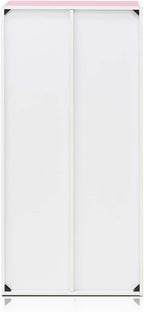 Furinno LUDER Book Shelf, 7-Cube Bookshelf, Bookcase, 9.4" x 19.5" x 41.7", for Living Room, Bedroom, Home Office, White/Pink