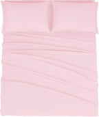 Mejoroom California King Size Sheet Set - Soft Microfiber Bed Sheets,Deep Pocket Fitted Sheet, Breathable, Wrinkle & Fade Resistant - 4 Piece (California King, Blush Pink)