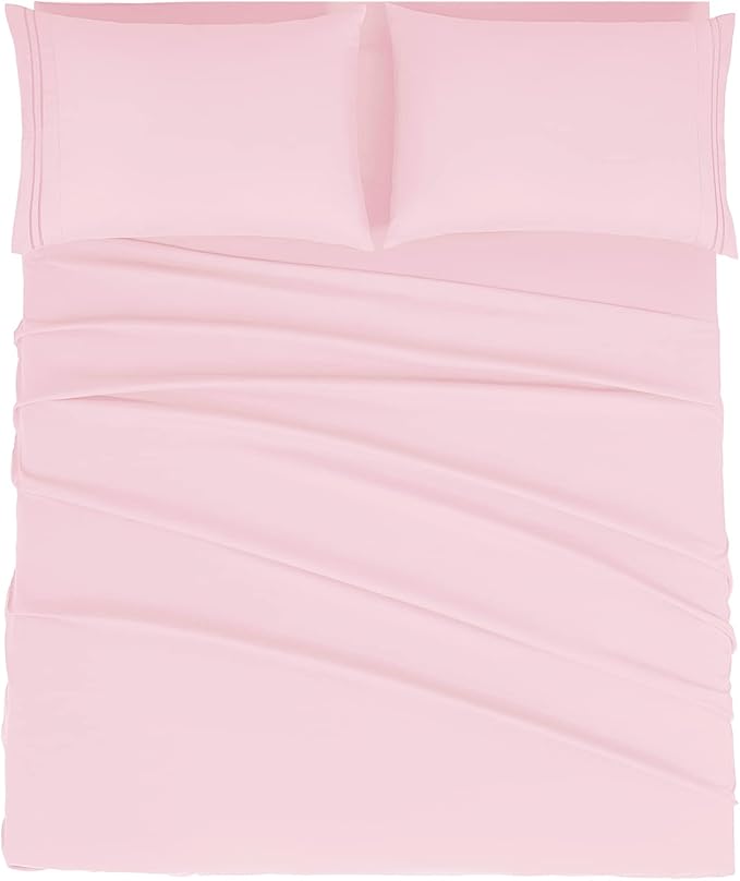 Mejoroom California King Size Sheet Set - Soft Microfiber Bed Sheets,Deep Pocket Fitted Sheet, Breathable, Wrinkle & Fade Resistant - 4 Piece (California King, Blush Pink)