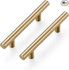 Ravinte 40 Pack 5 Inch Cabinet Pulls Champagne Bronze Stainless Steel Kitchen Drawer Pulls Cabinet Handles 5 InchLength, 3 Inch Hole Center