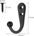 10 PCS Coat Hooks Wall Mounted, Premium Black Metal Wall Hooks for Hanging Coats, Wall Hook, Coat Hook, Towel Hooks for Hat Keys Closet Bag Backpack Hanger Farmhouse with 20Screws