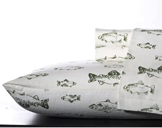 Eddie Bauer - King Sheets, Cotton Flannel Bedding Set, Brushed For Extra Softness, Cozy Home Decor (School of Fish, King)