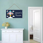 Personalized Fantasy Decor for Boys Room Outer Space Theme Room Decor for Nursery,Rocket Wall Art Decor for Kids Room Gilrs Bedroom Little Man Cave