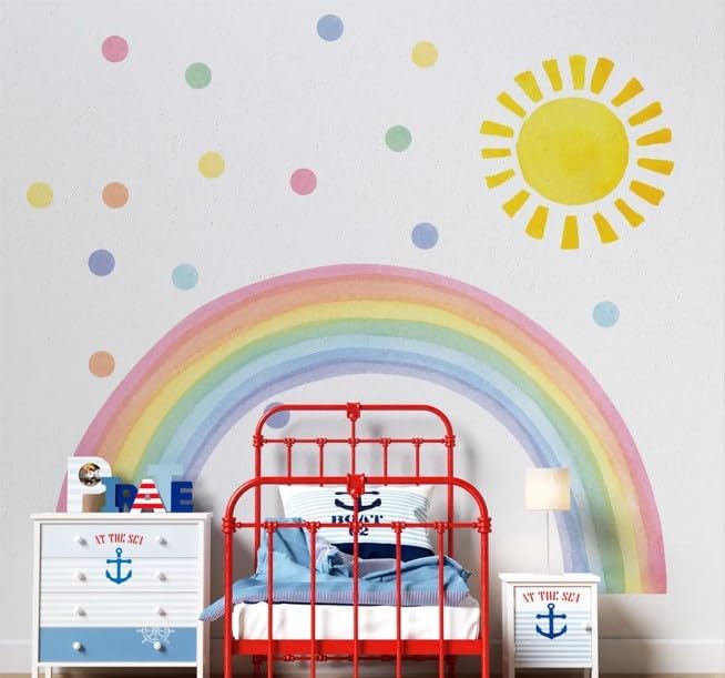 Large Rainbow Wall Decals – Removable Peel and Stick Décor for Kids Room, Playroom, Nursery Walls, and Bedroom Wall Décor - Wall Sticker (99" W x 53" H)