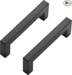 Ravinte 30 Pack Black Cabinet Pulls 4 Inch Square Cabinet Handles Matte Black Kitchen Hardware for Cabinet Square Drawer Pulls