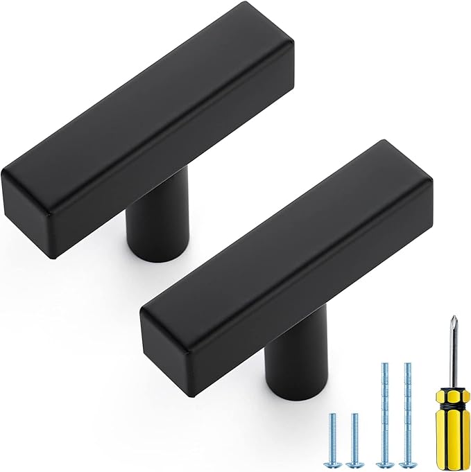 Ravinte Black Cabinet Handles 20 Pack Matte Black Square Cabinet Pulls Kitchen Hardware 2 inch Overall Length Kitchen Drawer Pulls