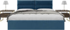 Vänt Upholstered Wall Panels - King/Cal King Size Wall Mounted Velvet Headboards - Velvet Peacock Blue - Twin/King - Set of 4 Panels (Each Individual Panel 39"x11.5")