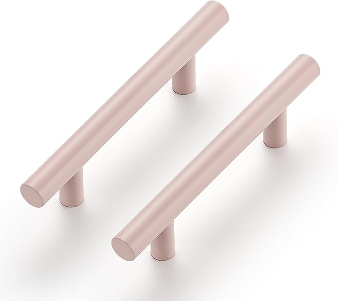 Ravinte 1 Pack | 5 Inch Cabinet Pulls Pink Stainless Steel Kitchen Drawer Pulls Cabinet Handles 5 InchLength, 3 Inch Hole Center