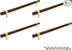 Drawer 11.02"/280mm Pulls Brass Walnut Kitchen Wardrobe Cabinet Hardware Pull Handle with Screw, 4Pcs