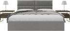 Vänt Upholstered Wall Panels - King/Cal King Size Wall Mounted Velvet Headboards - Velvet Smoke Grey - Twin/King - Set of 4 Panels (Each Individual Panel 39"x11.5")