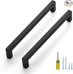 Ravinte 15 Pack Black Cabinet Pulls 8 Inch Square Kitchen Cabinet Handles Matte Black Kitchen Hardware for Drawer Pulls Drawer Handles Come with Screwdriver