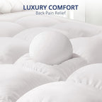 ELEMUSE 1300 GSM Mattress Topper Queen with Baffle Box Design,Extra Thick Cooling Pillow Top Pad, 400TC Cotton Cover, Plush & Support Snow Down Alternative, White