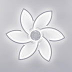 Ceiling Fan with Lights Remote Control, White Flower Ceiling Fan with Light, 3 Light Color Modern Low Profile Flush Mount Ceiling Fan for Kitchen Bedroom Living Room
