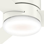 Hunter 44 inch Indoor Ceiling Fan with Light and Remote Control - For Bedroom or Living Room, Low Profile Mount, White Modern Ceiling Fan with LED Light, Quiet, 3 Blades - Minimus 59452, Fresh White