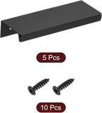 uxcell Cabinet Finger Edge Pull, 5pcs 80mm / 3.15" Aluminum Alloy Back Mount Hidden Cabinet Pulls Concealed Handle for Home Kitchen Drawer Cabinet, Black