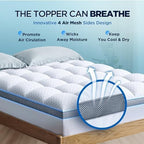 Premium Memory Foam Mattress Topper King for Ultra Comfort, 2 Inch Plush Pillow Top King Mattress Topper with Breathable Air Mesh Sides, Soft Mattress Pad Cover with Deep Pocket Fits 6-21" Mattress