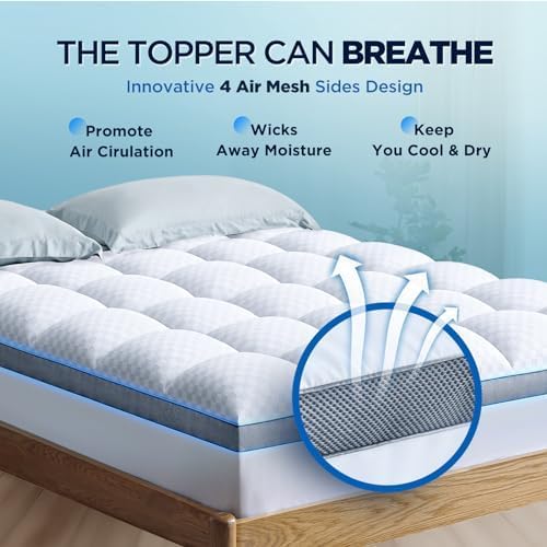 Premium Memory Foam Mattress Topper King for Ultra Comfort, 2 Inch Plush Pillow Top King Mattress Topper with Breathable Air Mesh Sides, Soft Mattress Pad Cover with Deep Pocket Fits 6-21" Mattress
