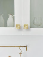 2 Pack Gold Cabinet Knobs Square Brushed Brass Drawer Pulls Bathroom Dresser Handles Hardware Zinc Alloy