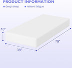 BestMassage | 10 Inch Twin XL Mattress | Gel Memory Foam | Medium Firm Feel | White | Bed in a Box, CertiPUR-US Certified | Pressure Relief, Cooling Ventilated Foam | Breathable Knit Cover