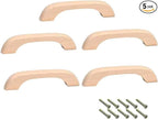 Mysummer 5PCS Wooden Handles for Cabinet Solid Handle Unfinished for Chest of Drawers Hole Distance 3.78 inch for Furniture Wardrobe Cupboard Closet Drawer Handle Pull