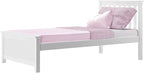 Max & Lily Twin Bed Frame with Slatted Headboard, Solid Wood Platform Bed for Kids, No Box Spring Needed, Easy Assembly, White