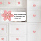4 Pcs Petal Cabinet Knobs，Zinc Alloy Flower Shape Single Hole Knob with Screws for Dresser Handles Cabinet Wardrobe Door Handle Decorative Furniture (Pink Flower Pearl)