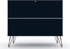 Manhattan Comfort Rockefeller 3 Drawer Dresser for Bedroom Storage, Closet, Living Room, Entryway, TV Stand for Screens up to 32 Inches, Anti-Tip Kit Included, Set of 1, Midnight Blue